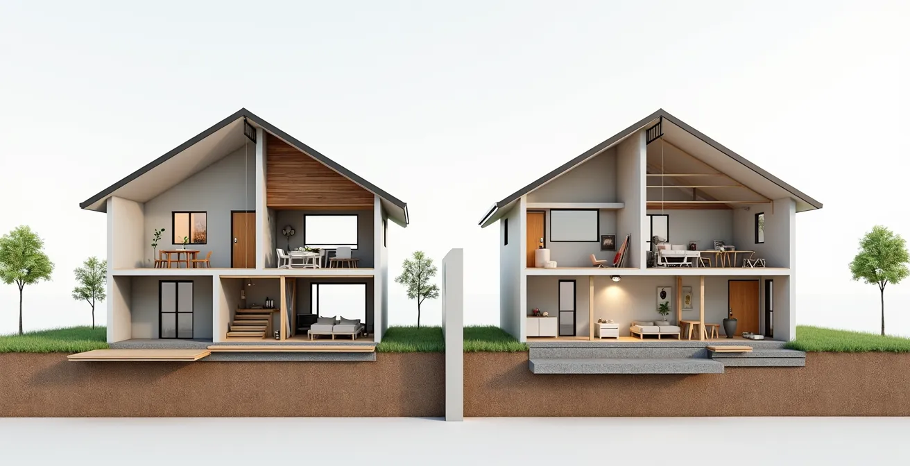 Schéma montrant comment rénover une maison pièce par pièce de manière progressive en privilégiant la structure et les systèmes avant l'esthétique