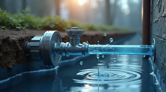 Image représentant un système d'évacuation des eaux usées avec clapet anti-retour protégeant un sous-sol montréalais