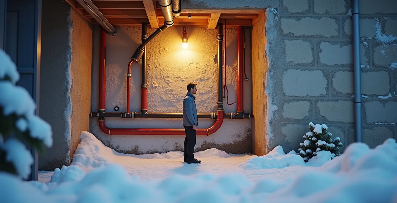 Illustration de tuyaux isolés avec mousse et revêtement protecteur pour prévenir le gel en hiver québécois