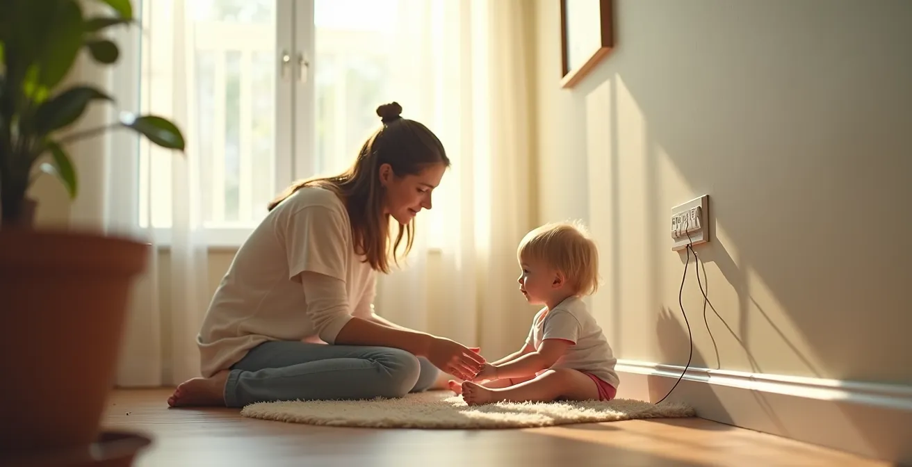Chambre d'enfant québécoise avec solutions de protection électrique modernes et esthétiques