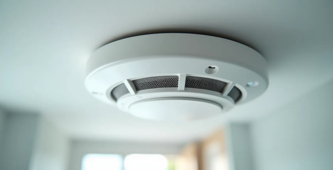 Installation de détecteurs de fumée interconnectés dans un couloir résidentiel