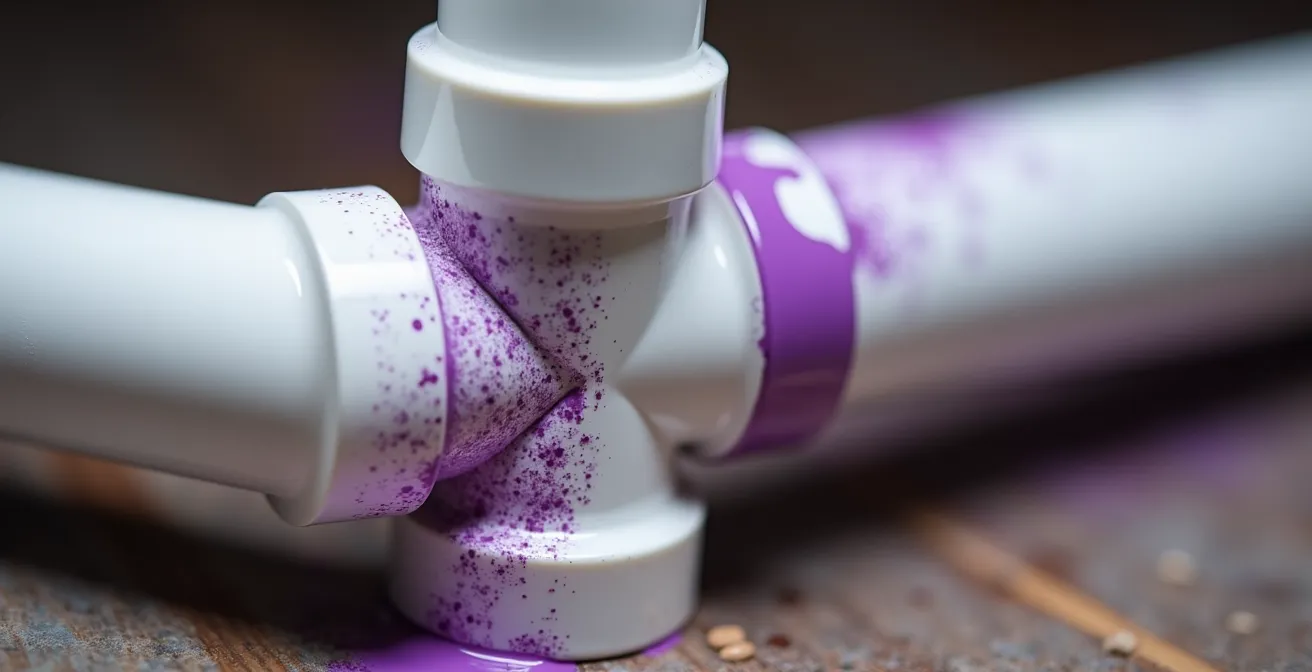 Démonstration d'un mauvais alignement de tuyau PVC montrant l'erreur du faux emboîtement