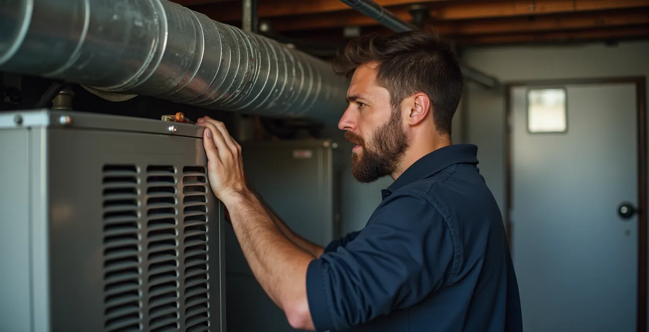 Installation d'une thermopompe centrale avec système de conduits dans un sous-sol résidentiel